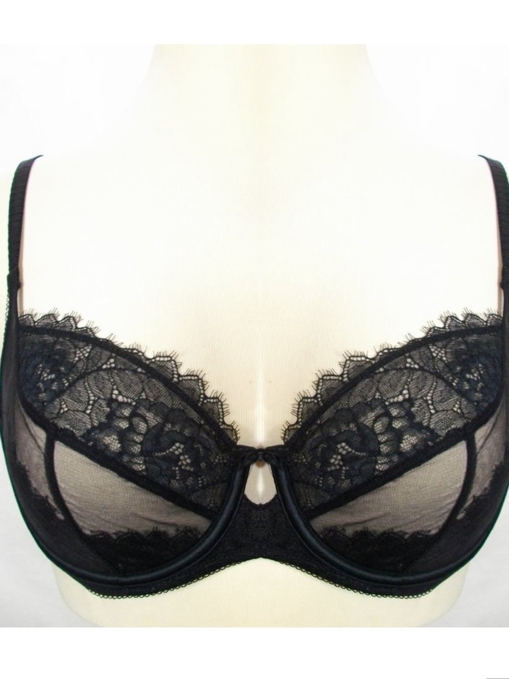 NEW! SOMA Breathtaking Full Coverage Unlined Lace Underwire Bra Black Lace Sheer